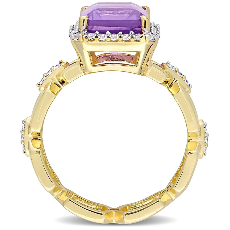 Julianna B Sterling Silver Amethyst & 0.06CTW Diamond Ring