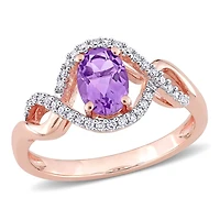 Julianna B 10K Rose Gold Amethyst & Diamond Ring