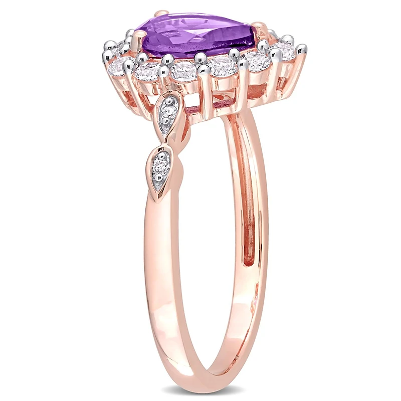 Julianna B 10K Rose Gold Amethyst & 0.02CTW Diamond Ring