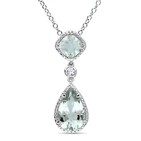 Julianna B Green Quartz & Created White Sapphire Pendant