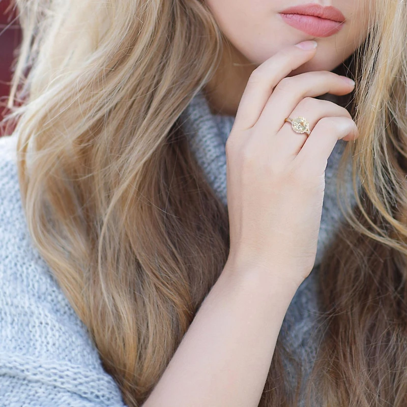 Julianna B 14K Yellow Gold Green Quartz & Diamond Ring