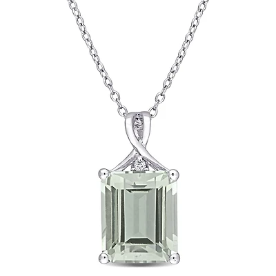 Julianna B Sterling Silver Green Quartz & White Topaz Pendant