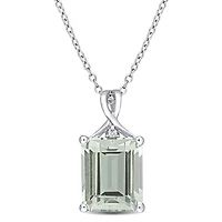 Julianna B Sterling Silver Green Quartz & White Topaz Pendant