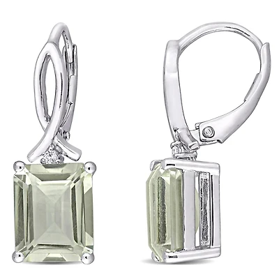 Julianna B Sterling Silver Green Quartz & White Topaz Earrings