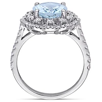 Julianna B 14K White Gold Aquamarine & 0.75CTW Diamond Ring