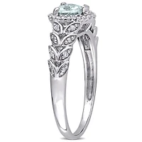Julianna B 10K White Gold Aquamarine & 0.06CTW Diamond Ring