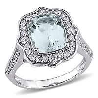 Julianna B 14K White Gold Aquamarine & Diamond Ring