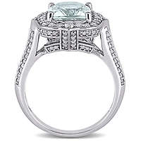 Julianna B 14K White Gold Aquamarine & Diamond Ring