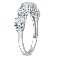 Julianna B Sterling Silver Aquamarine & White Topaz Ring