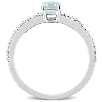Julianna B 10K White Gold Aquamarine & 0.10ctw Diamond Ring