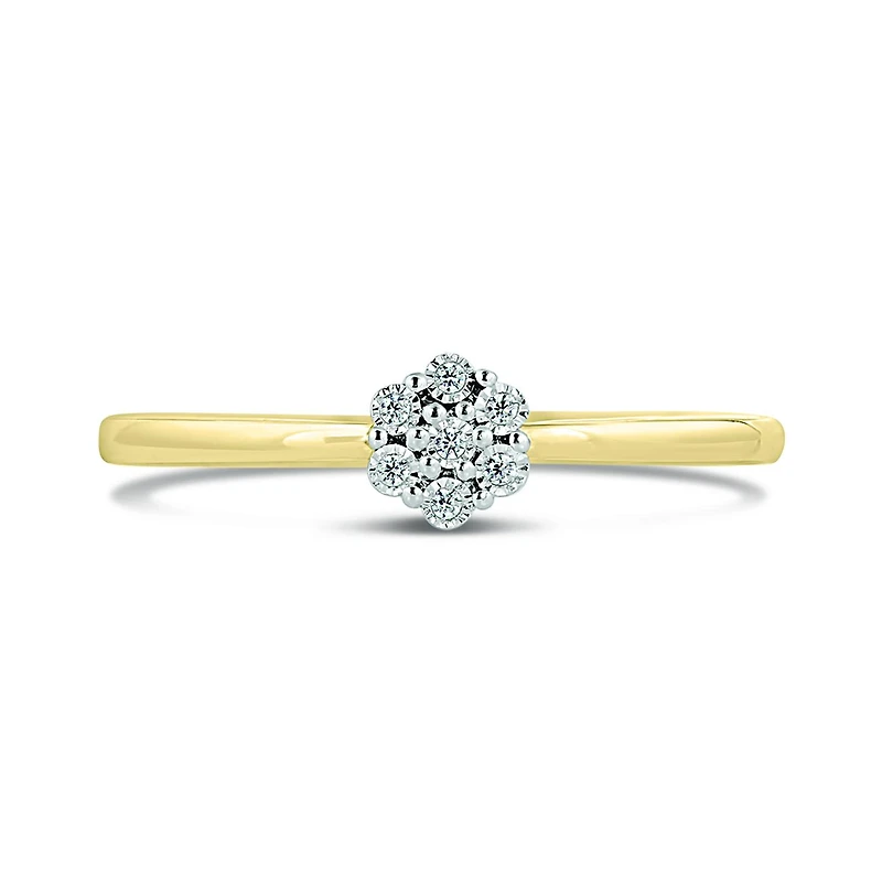 10K Yellow Gold 0.03CTW Diamond Cluster Promise Ring