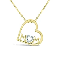 10K Yellow Gold 0.01CTW Diamond Heart Mom Pendant