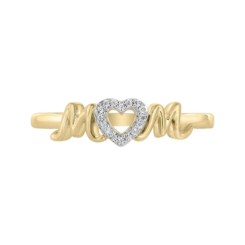 10K Yellow Gold 0.04CTW Diamond Mom Ring