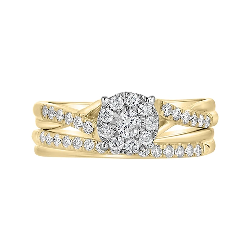 10K Yellow Gold & White Gold 0.50CTW Diamond Bridal Set