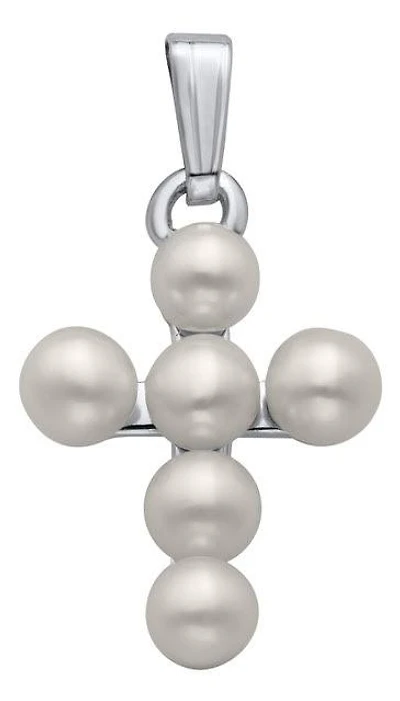 Sterling Silver Cross Cultured Pearls with 15" chain.