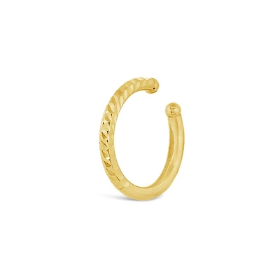 10K Yellow Gold Single Tube Diamond-Cut Cuff Earring