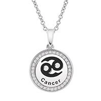 Sterling Silver Cancer 0.10CTW Diamond Pendant