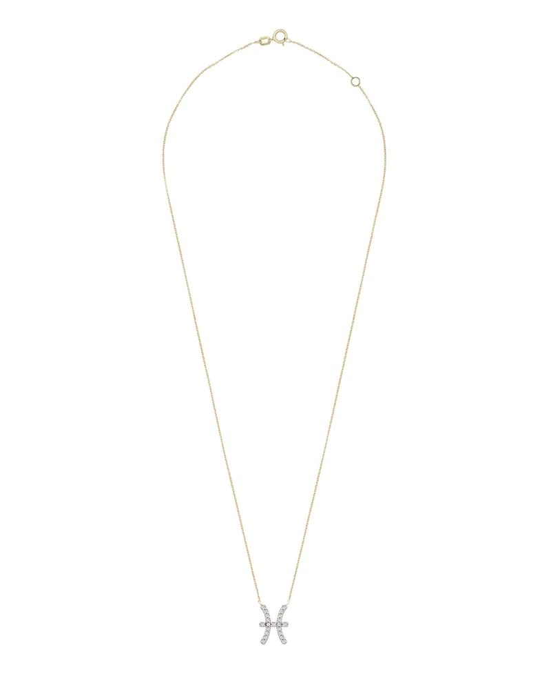 10K Yellow Gold Pisces 0.10CTW Diamond Pendant