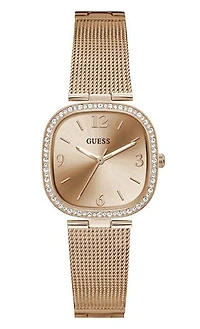Guess Women's Rose Gold-Tone Mesh Analog Watch