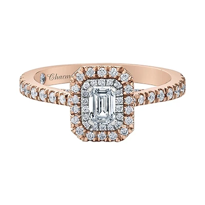 Charmed by Richard Calder 14K Rose & White Gold 0.75CTW Emerald Cut Diamond Ring