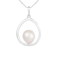 14K White Gold 9-10mm White Freshwater Pearl 17" Necklace
