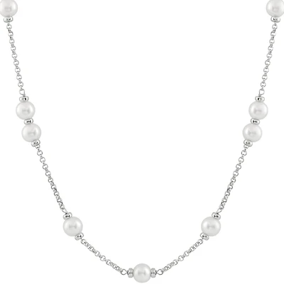 Sterling Silver 8-9mm White Pearls 18" Necklace