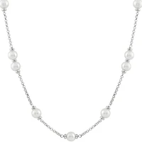 Sterling Silver 8-9mm White Pearls 18" Necklace