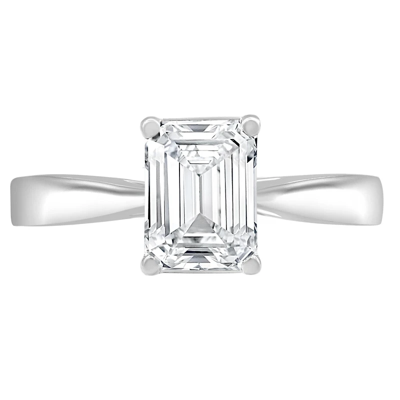 14K White Gold Lab Grown Emerald Cut Diamond 1.90CT SI1/GH
