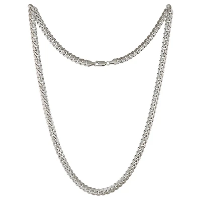 Sterling Silver 24" 7.2mm Pave Cut Curb Chain