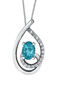 10K White Gold Apatite and Diamond Pendant