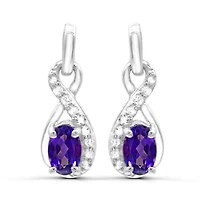 Sterling Silver Amethyst & White Topaz Earrings