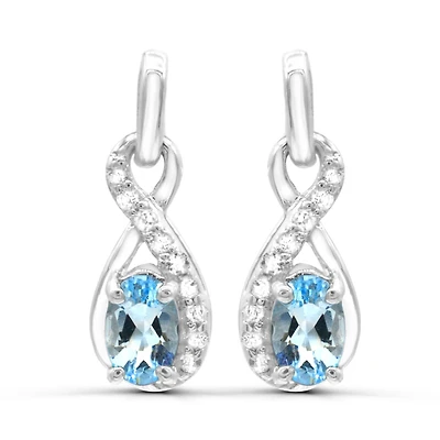 Sterling Silver Aquamarine & White Topaz Earrings