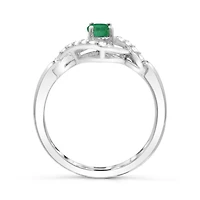 Sterling Silver Emerald & White Topaz Ring