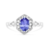 10K White Gold Tanzanite & White Sapphire Ring