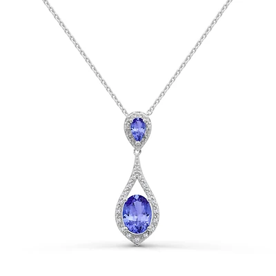 Sterling Silver Tanzanite & Diamond Pendant
