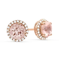 10K Rose Gold Morganite & Diamond Earrings