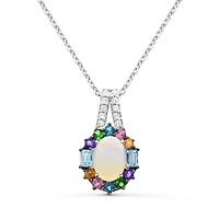 Sterling Silver Opal & Multi Gemstone Pendant