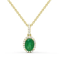 14K Yellow Gold Emerald & Diamond Pendant