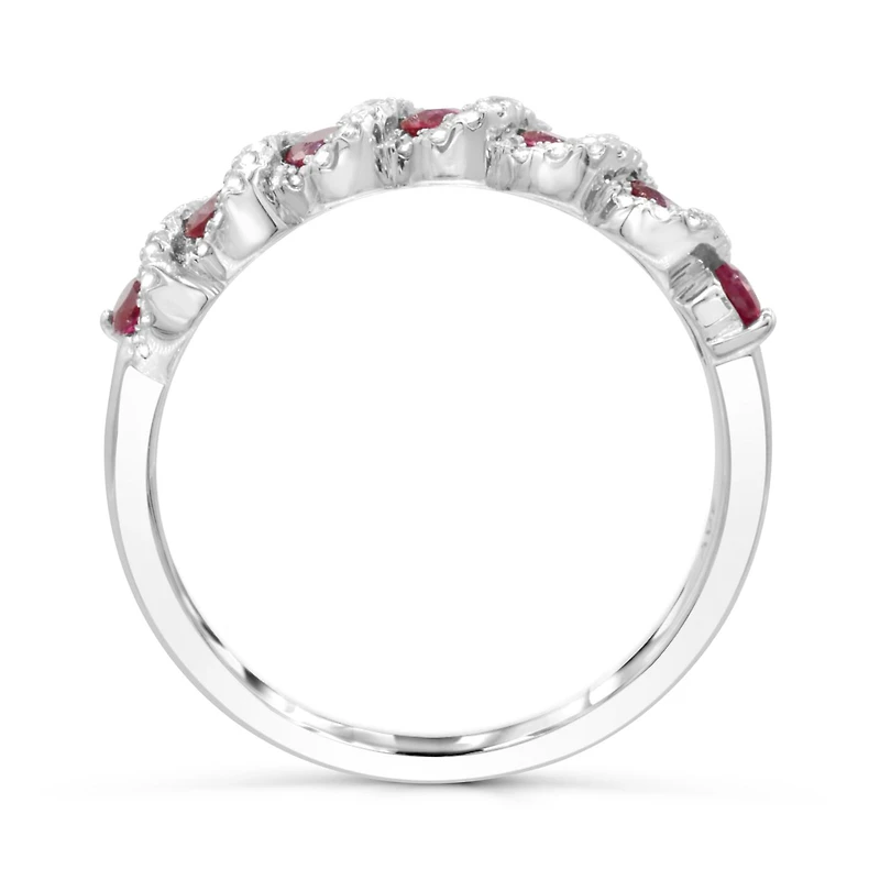 14K White Gold Ruby & Diamond Ring