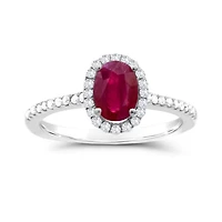 14K White Gold Ruby & Diamond Ring