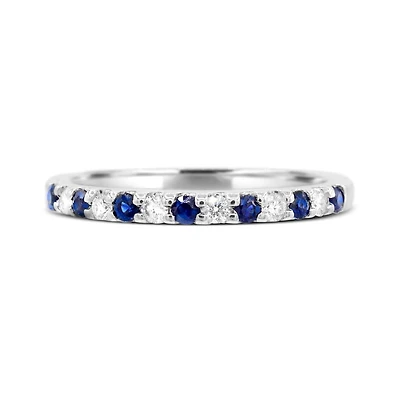 14K White Gold Sapphire & Diamond Ring