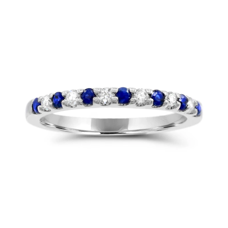 14K White Gold Sapphire & Diamond Ring