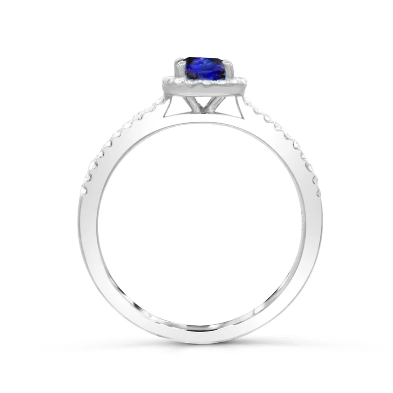 14K White Gold Sapphire & Diamond Ring