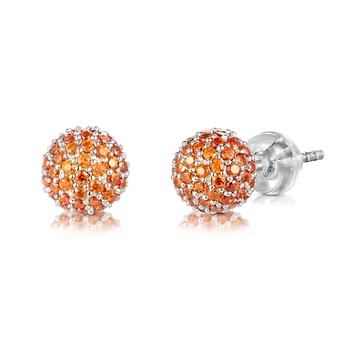 Sterling Silver Orange Cubic Zirconia 7mm Ball Earrings