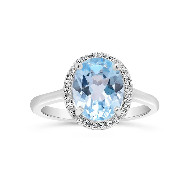 Sterling Silver Blue Topaz & Created White Sapphire 3 Piece Set