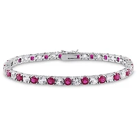 Julianna B Sterling Silver Created Ruby & Created White Sapphire Bracelet