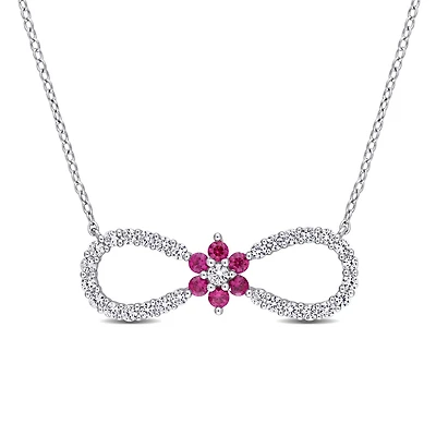 Julianna B Sterling Silver Created Ruby & Created White Sapphire Pendant