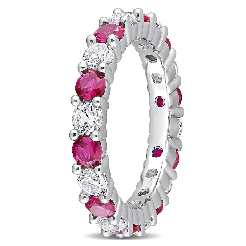 Julianna B Sterling Silver Created Ruby & White Sapphire Ring