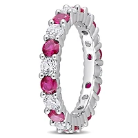 Julianna B Sterling Silver Created Ruby & White Sapphire Ring
