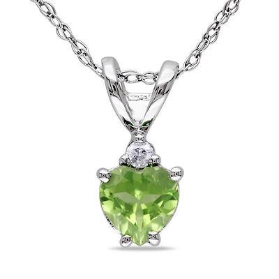Julianna B 10K White Gold Peridot & Diamond Pendant